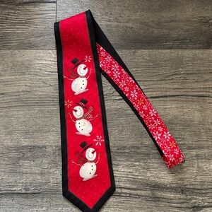 Festive Snowman Christmas  Tie - Red and Black